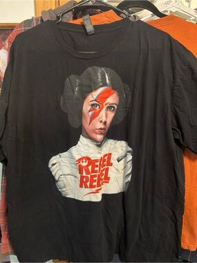 Gildan Black Star Wars Leia 'Rebel Rebel' Bowie Face T‑Shirt